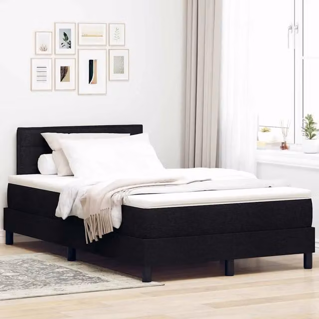 Letto a molle con strisce LED Nero 120 x 200 cm Tessuto 3342123