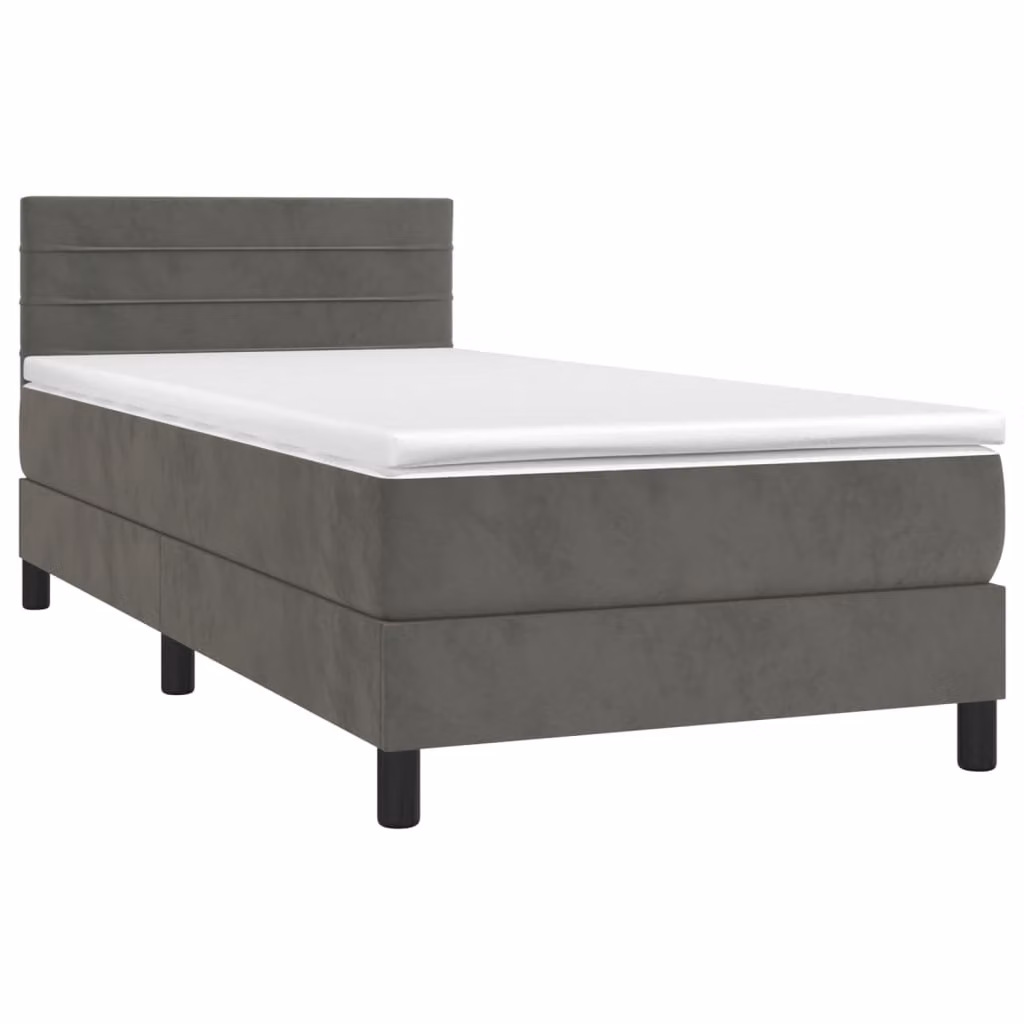 Giroletto a Molle con Materasso Grigio Scuro 90x200 cm Velluto