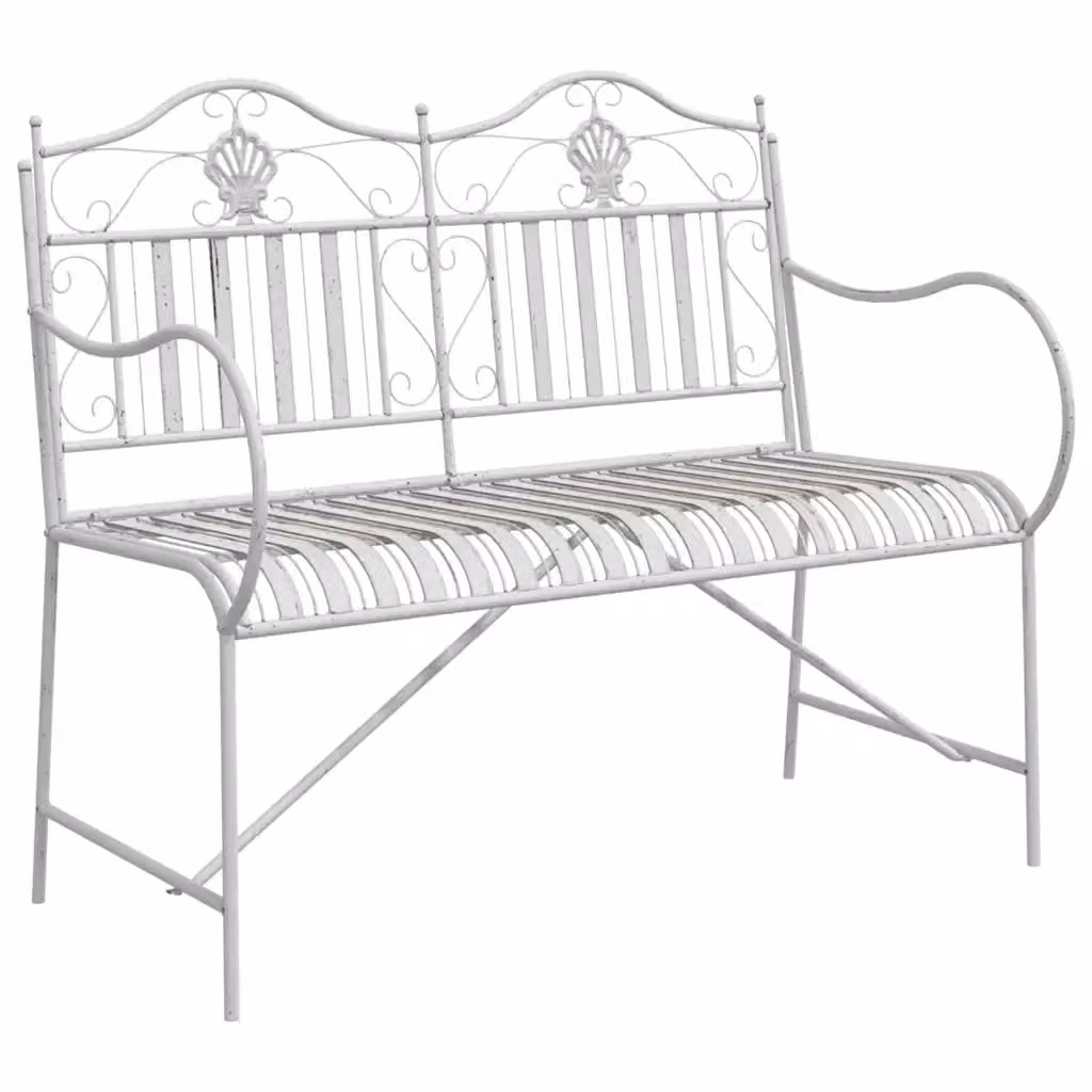 Panchina da giardino moderna vidaXL in acciaio bianco con braccioli L/P/H: 103,5 x 59 x 89 cm – 2