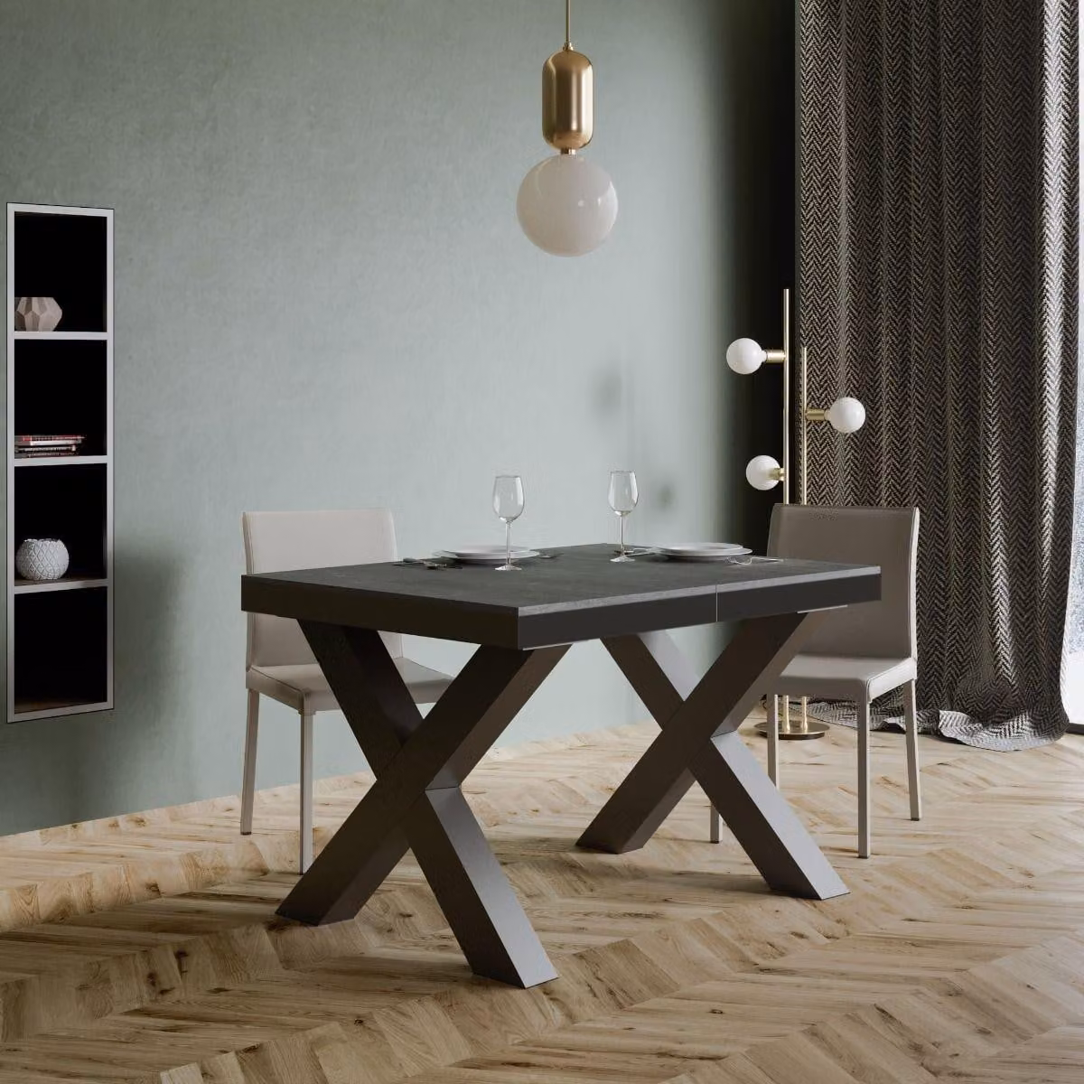 ITAMOBY - Tavolo allungabile 120/224x90 cm Traffic Evolution cemento telaio e gambe antracite