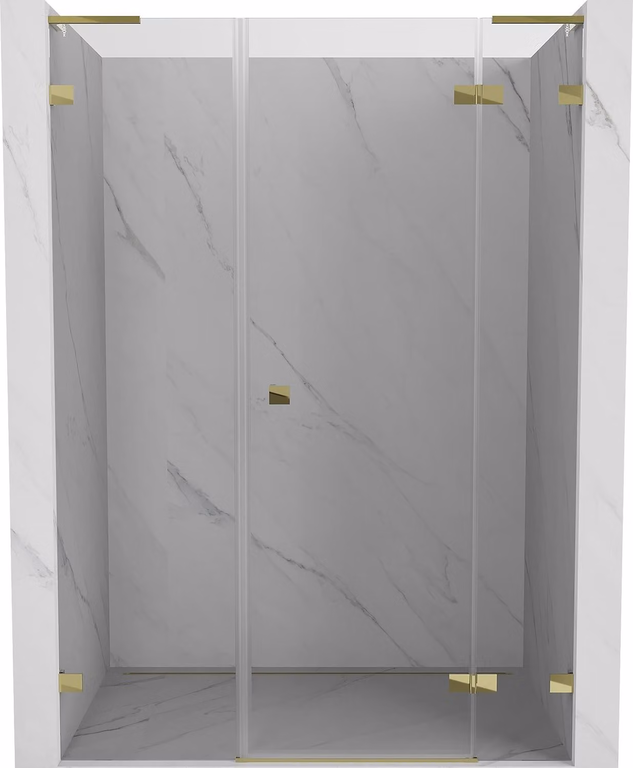 Mexen Lunar L porta doccia a battente destra 160 cm, trasparente, dorata - 834SL-160-050-50-00-P