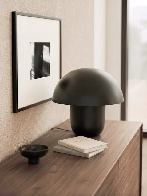 Champs Kenay Home lampada da tavolo moderna in metallo nera H: 38 cm, L: 40 cm