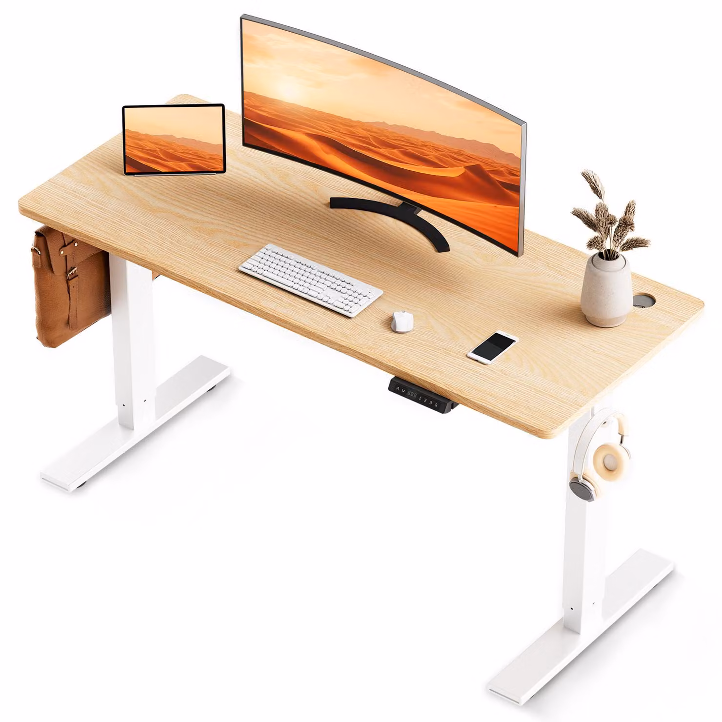 Scrivania 180 x 80 cm, scrivania regolabile in altezza elettricamente, con funzione di memoria e tecnologia anti-collisione. Ricarica rapida tramite USB/Tipo C