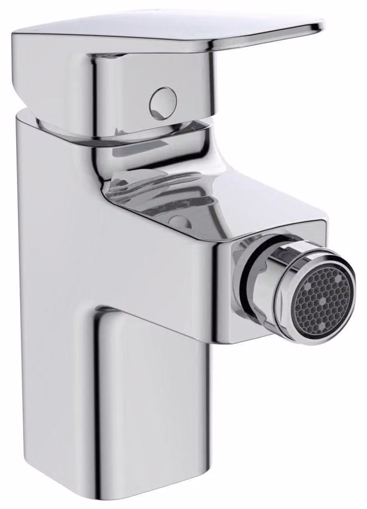 Rubinetto bidet monocomando, fisso, con getto orientabile, cromato, sistema di fissaggio rapido "Easy Fix" e accessori inclusi