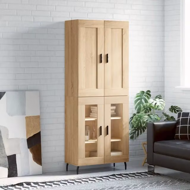 Credenza-Buffet-Armadio da cucina Rovere Sonoma 69,5x34x180 cm in Legno Multistrato 420980