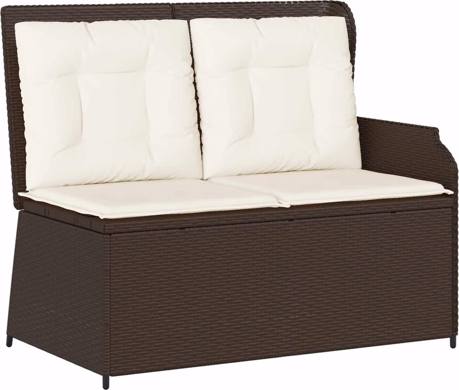 Panchina da giardino con cuscino Nero e Bianco Crema polyrattan