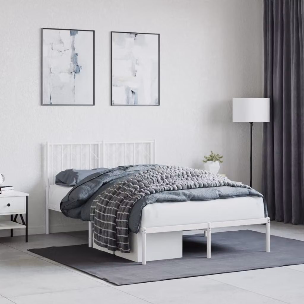 vidaXL Giroletto con Testiera in Metallo Bianco L/P: 120 x 200 cm