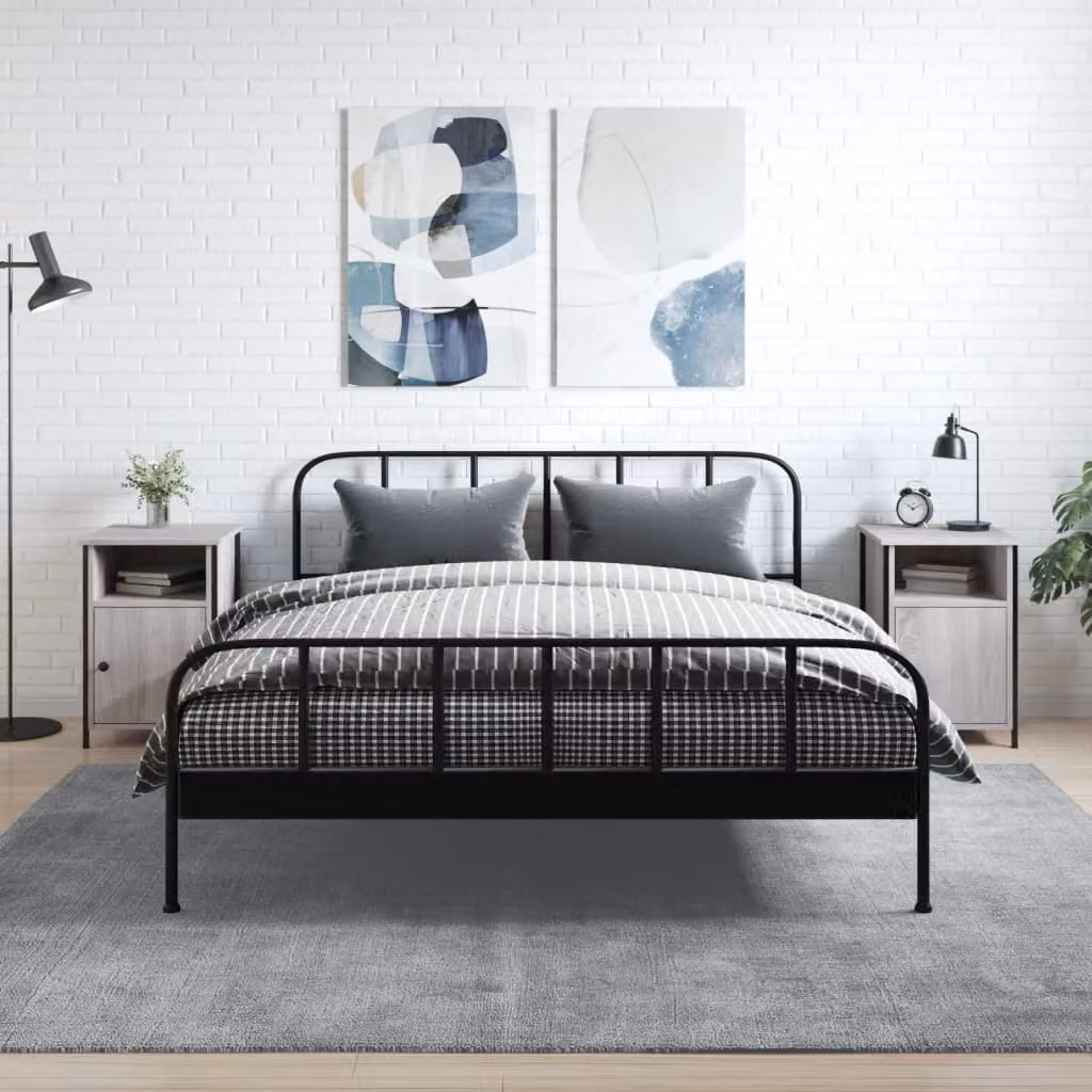 Set di 2 comodini moderni vidaXL in legno e metallo, colore grigio, da appendere al muro, L 40 cm x P 42 cm x H 60 cm