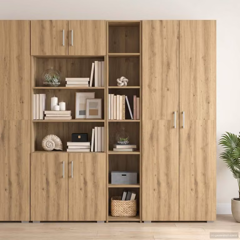 vidaXL Credenza Moderna in Rovere con Ripiani Interni e Ante a Battente, Marrone, L/P/H: 41 x 30 x 185 cm