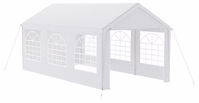 Tenda da festa 3x6 metri con 4 pareti laterali, impermeabile, con protezione solare, colore bianco