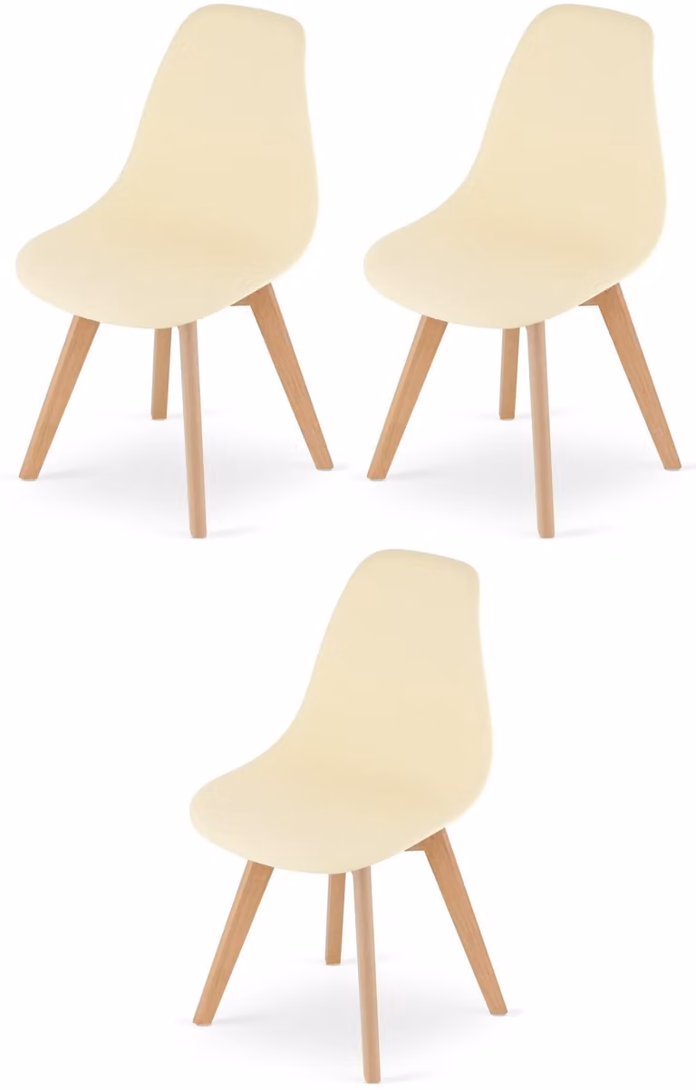 Set di 3 sedie da pranzo con gambe regolabili