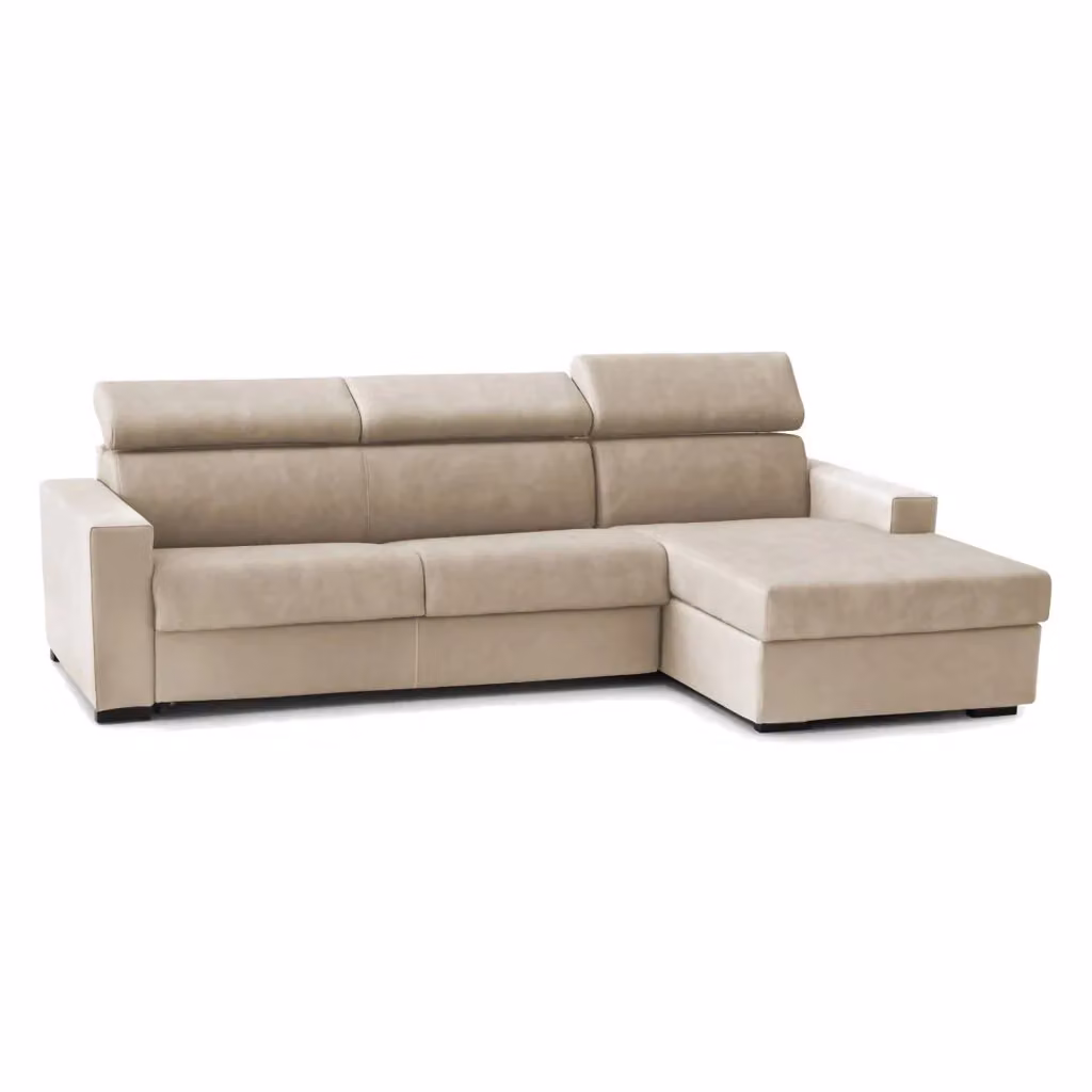 Divano Letto Alibella Talamo Italia con Penisola Sfoderabile Beige L 260 x P 95 cm – 2