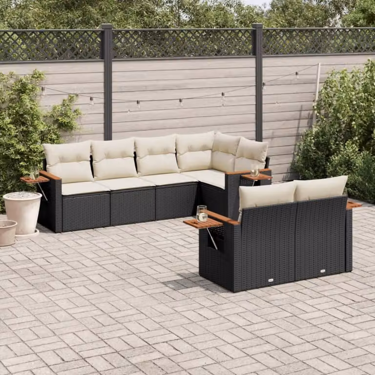 Maison Exclusive - Set Divani da Giardino con Cuscini 7pz Nero Polyrattan