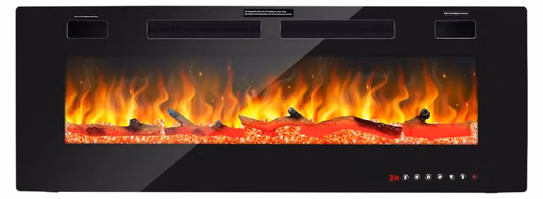 Camino elettrico da parete - 1500 Watt - Larghezza 127 cm - Effetto fiamma