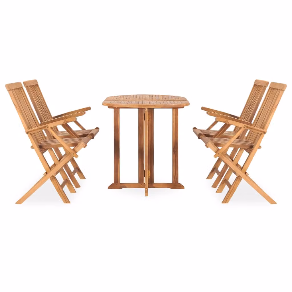 vidaXL set da pranzo da giardino 5 pezzi pieghevole in legno massiccio teak