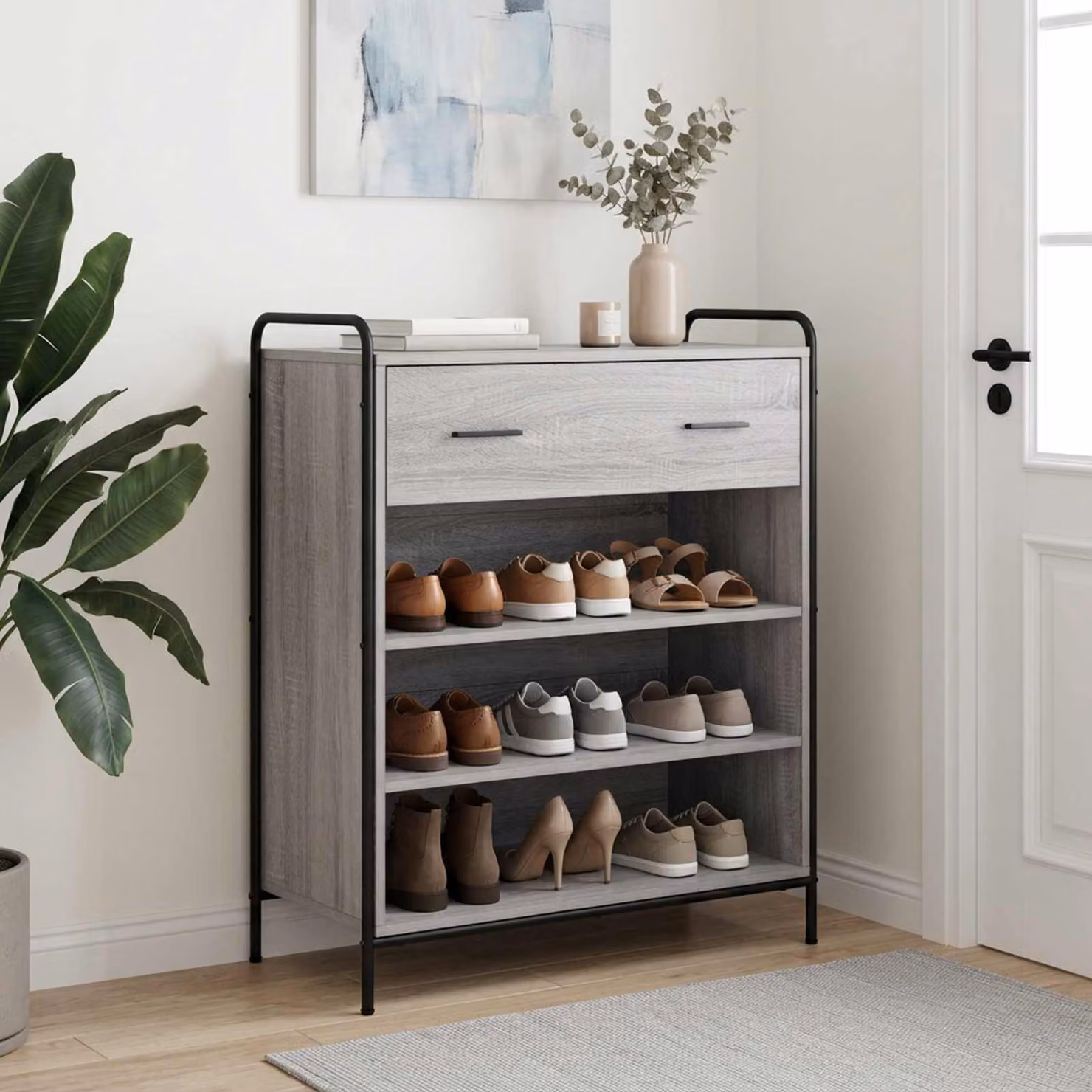 vidaXL Mobile per scarpe 76 x 36,5 x 93 cm Legno ingegnerizzato