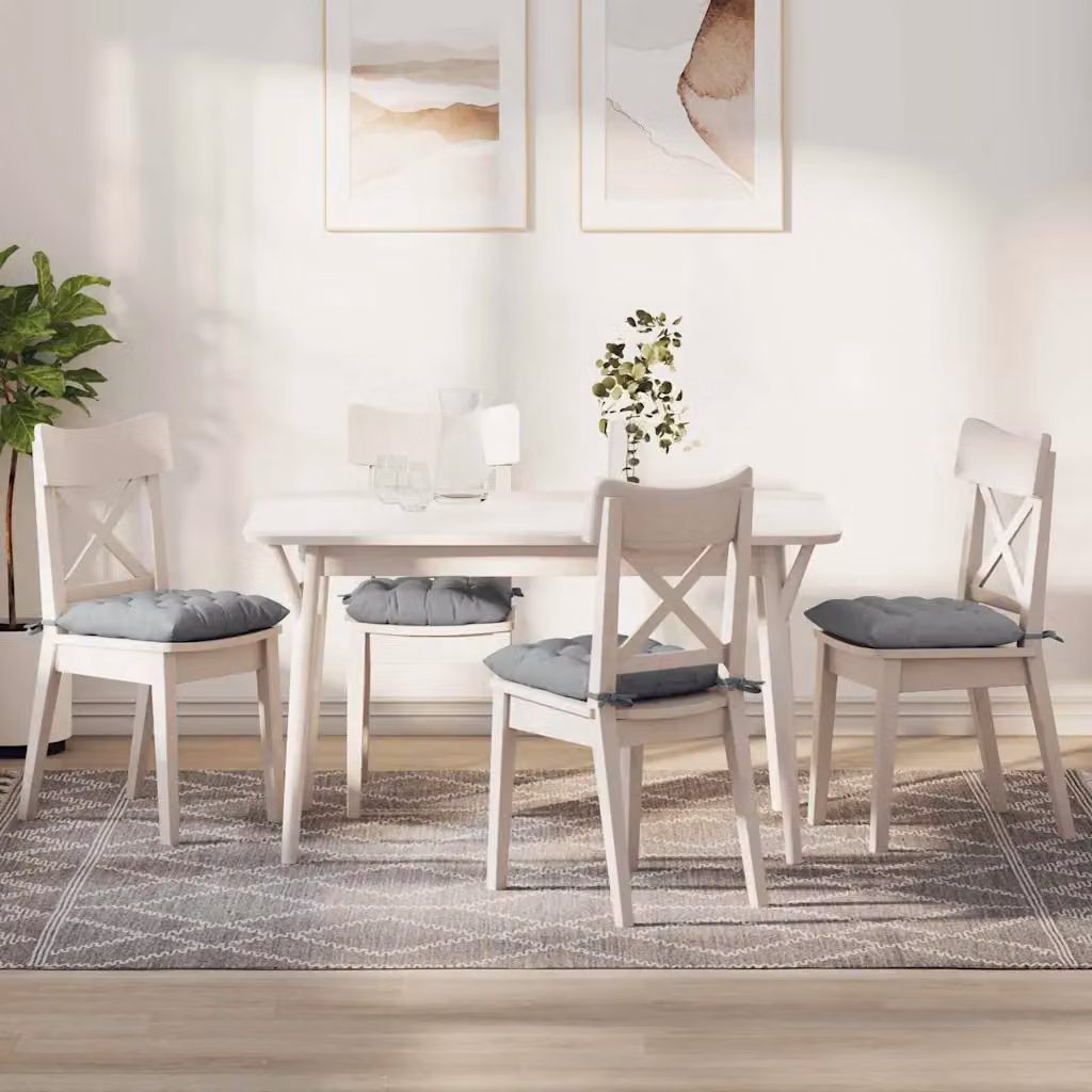 Set di 4 cuscini per seduta vidaXL in tessuto grigio, lavabili in lavatrice, L 40 x P 40 x H 6 cm