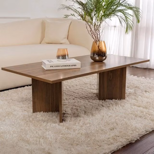 Tavolino da salotto rettangolare DMORA in legno marrone con finitura opaca L: 126 cm, P: 60 cm, H: 40 cm – 1