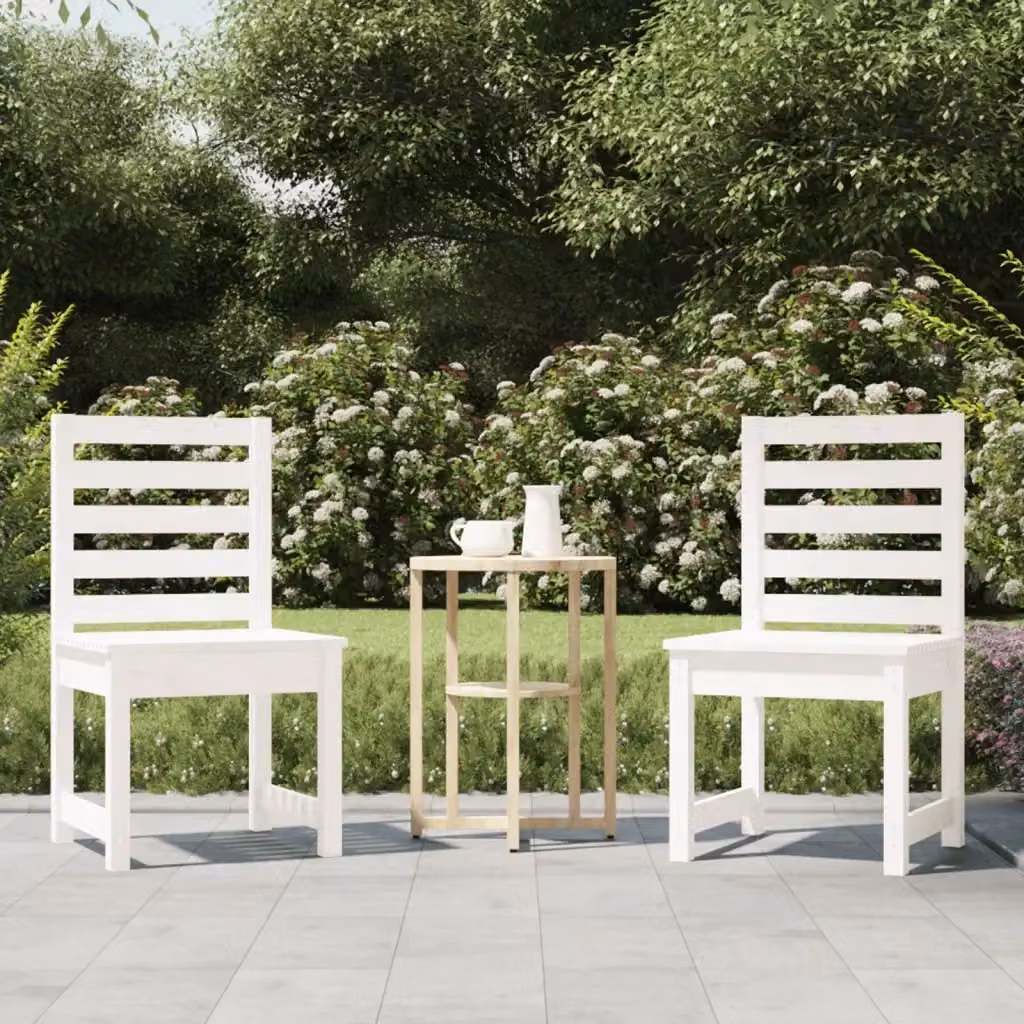 Set di 2 sedie da giardino in legno di pino bianco laccato L: 50 cm, P: 48 cm, H: 91,5 cm – 2