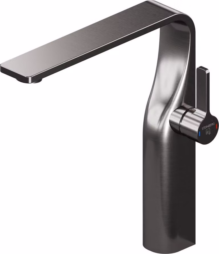 Steinberg Série 230 Mitigeur monocommandé pour lavabo, avec cartouche céramique, tubes flexibles, sans vidage, saillie 200mm, 23017202BGM, 23017202BGM