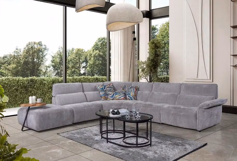 Stilvolles Graues Ecksofa L-Form Wohnzimmer Designer Couch Luxus Sofas