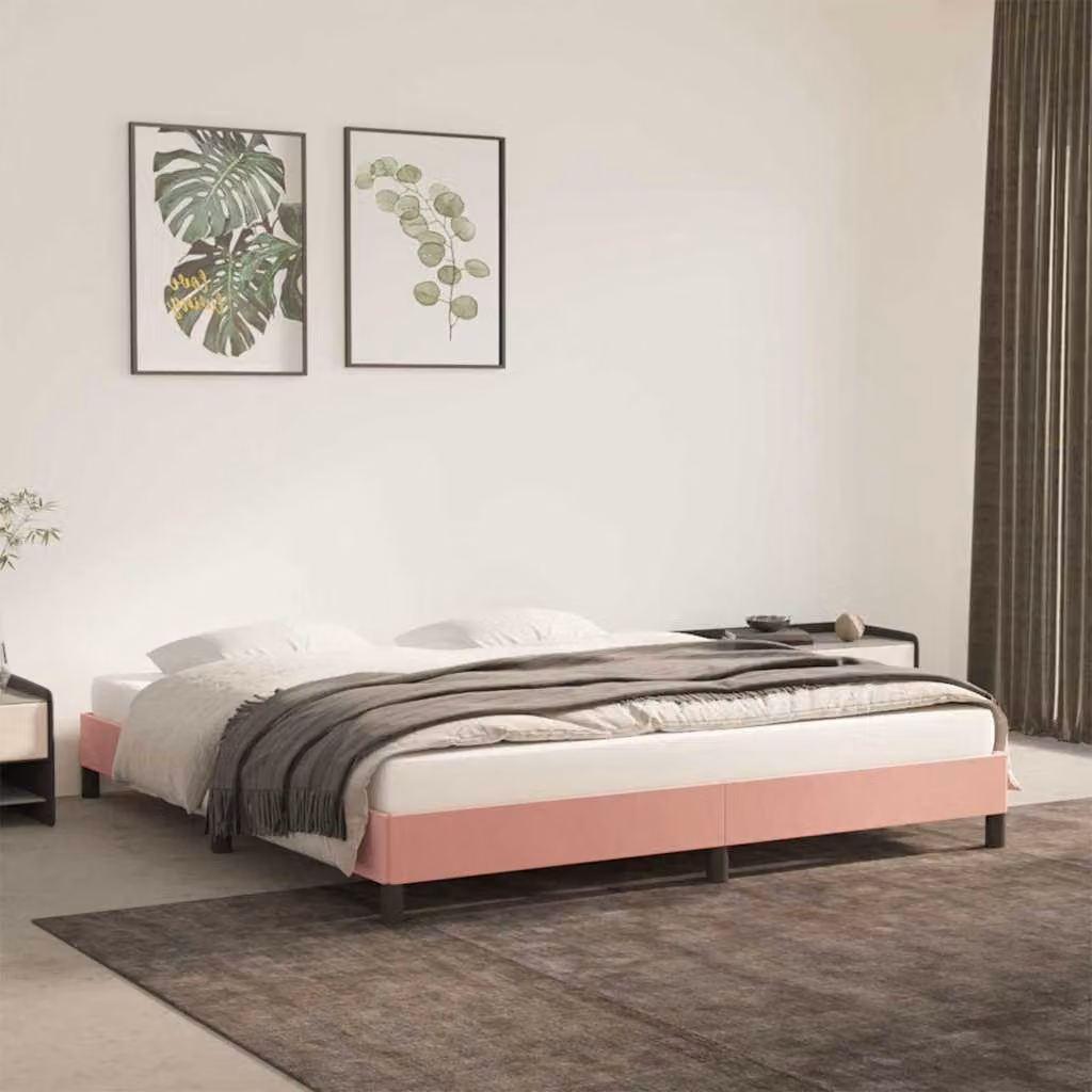 vidaXL Giroletto in Velluto Rosa L/P/H: 180 x 200 x 25 cm