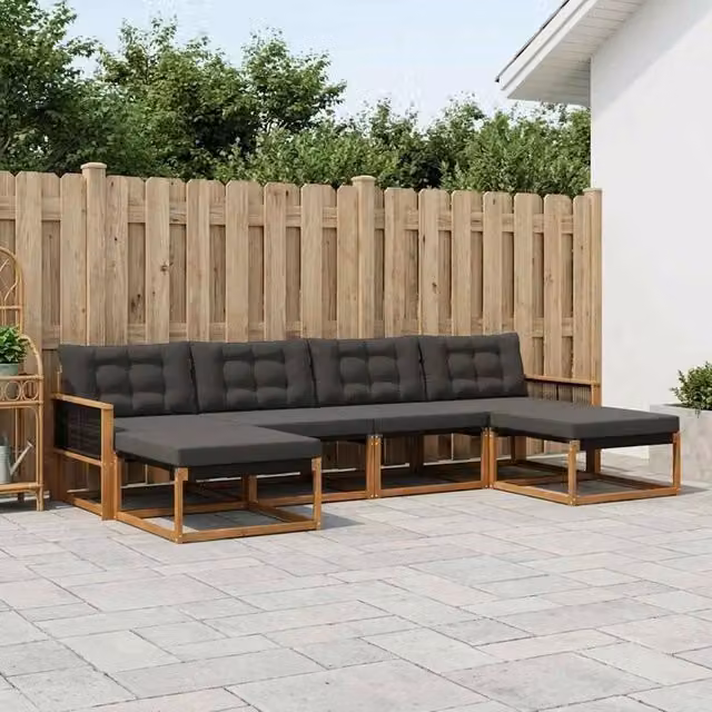 Set di divani da esterno 6 pz Naturale e Nero 3381600