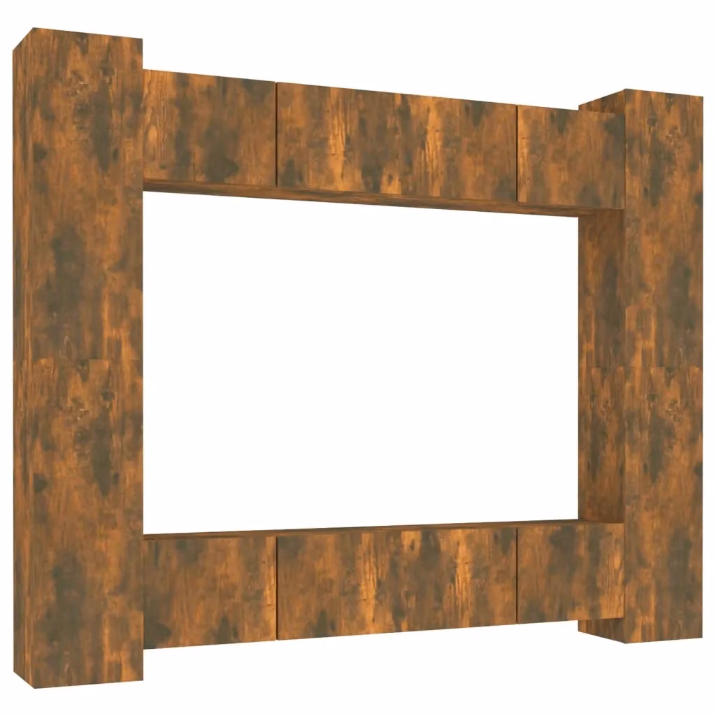 Set di mobili porta TV da 8 pezzi vidaXL in legno multistrato color rovere fumo per soggiorno – 2