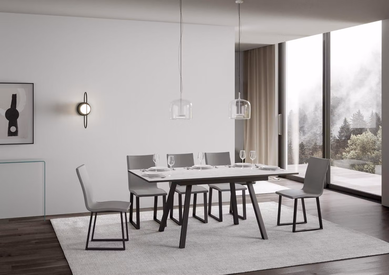 ITAMOBY - Tavolo allungabile 120/180x90 cm Mirhi bianco frassino telaio e gambe antracite