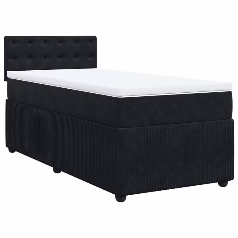 Giroletto a Molle con Materasso Nero 100x200 cm in Velluto