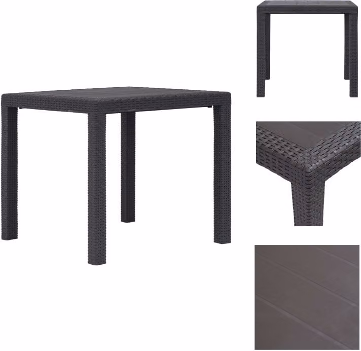 vidaXL Tavolo da giardino marrone 79 x 79 x 72 cm in plastica effetto rattan - Tavoli da giardino