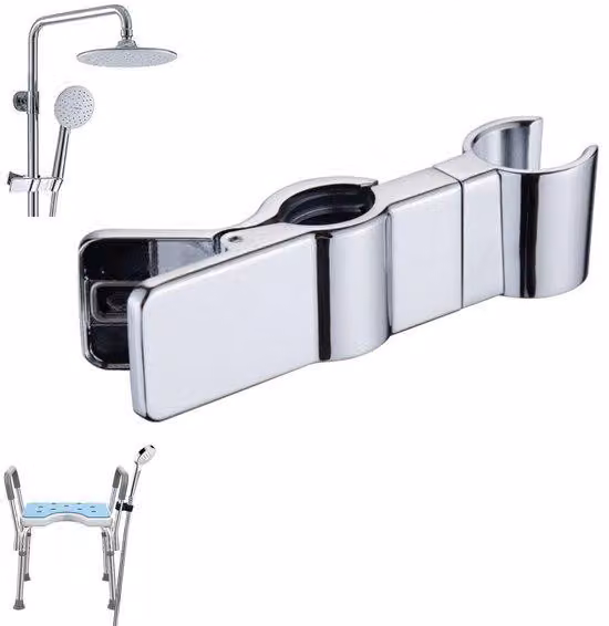 Supporti universali per doccetta da giardino - Supporto per doccetta da 20-25 mm con regolatore di flusso - Supporto per ugelli a 45 gradi - Ricambio per vasca da bagno - Argento