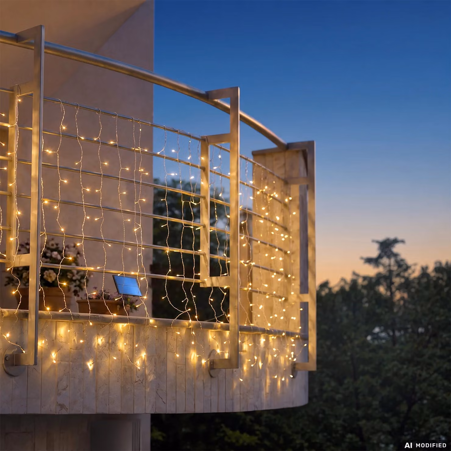 Dictrolux Tenda Luminosa Solare con 300 LED Bianco Caldo, H 1 m x L 3 m – 2