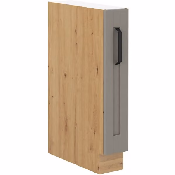 Mobile estraibile LAILI - larghezza 15 cm, grigio chiaro / rovere artigianale