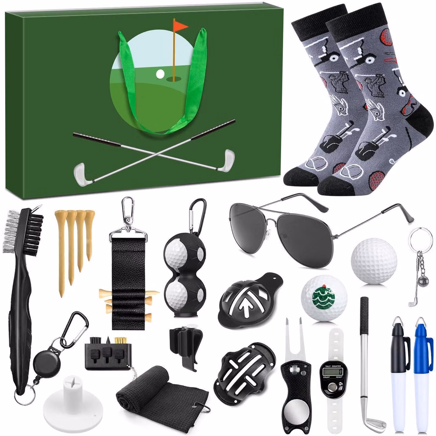 Calendario dell'Avvento a tema golf 2026 per uomini e ragazzi, con 24 giorni di accessori e strumenti da golf