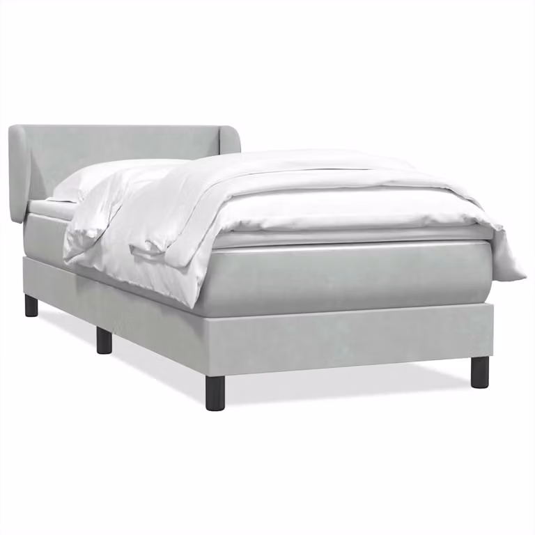 vidaXL Letto Ibrido con Giroletto a Molle e Materasso in Velluto Grigio e Bianco L: 93 cm, P: 223 cm