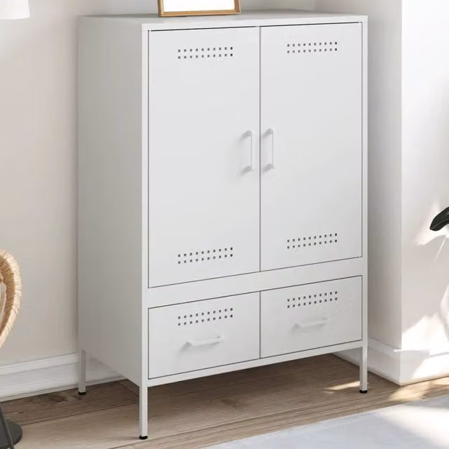 Credenza-Buffet-Armadio da cucina Bianca 68x39x101,5 cm in Acciaio 521699