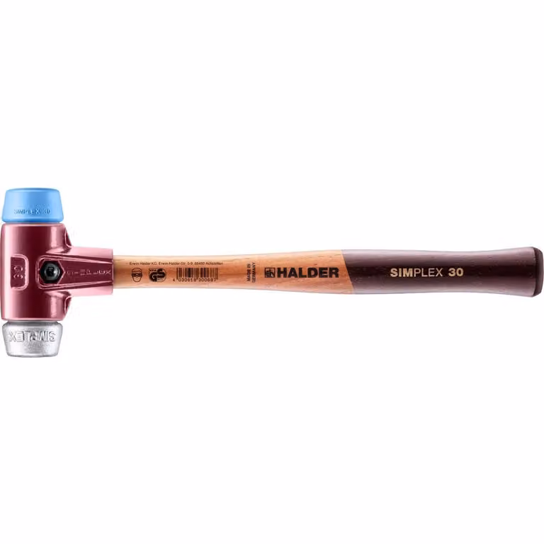 Mazza SIMPLEX soft-face con alloggiamento TE e manico in legno, Ø 30, TPE-soft / metallo morbido