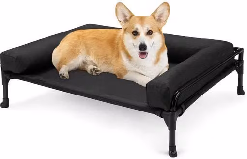 Letto esterno per cani Veehoo con cuscino rimovibile e ventilazione, nero, L: 74 cm, P: 46 cm, H: 18 cm