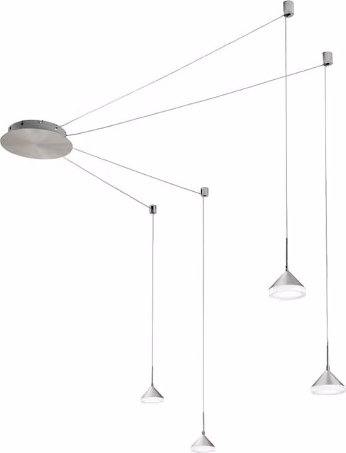 Lampadario a sospensione Isabella Fabas Luce in metallo argento e bianco con LED dimmerabile e altezza regolabile
