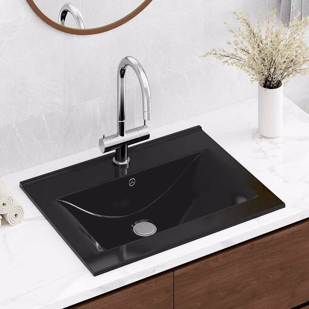 Lavello da appoggio rettangolare in ceramica bianca vidaXL L: 60 cm, P: 46 cm, H: 16 cm – 1