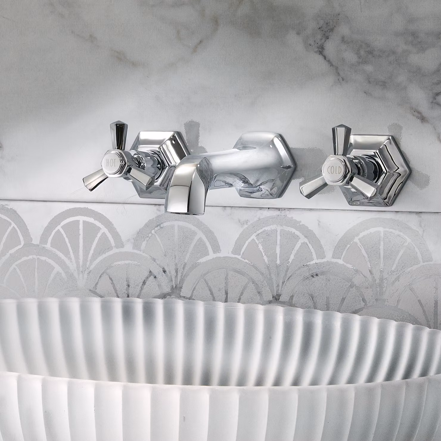 Rubinetto Miscelatore per Lavabo a 3 Fori a Parete - Cromato - Earlham