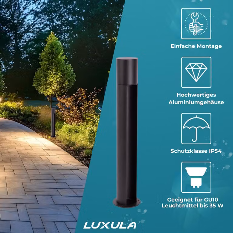 LUXULA Lampada da parete a LED, 35 W, nera, grado di protezione IP44