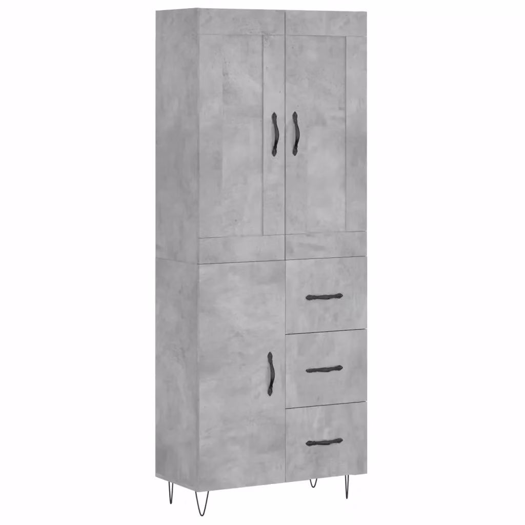Credenza moderna vidaXL in legno e metallo grigio, sospesa a parete, L: 69,5 cm, P: 34 cm, H: 180 cm – 2