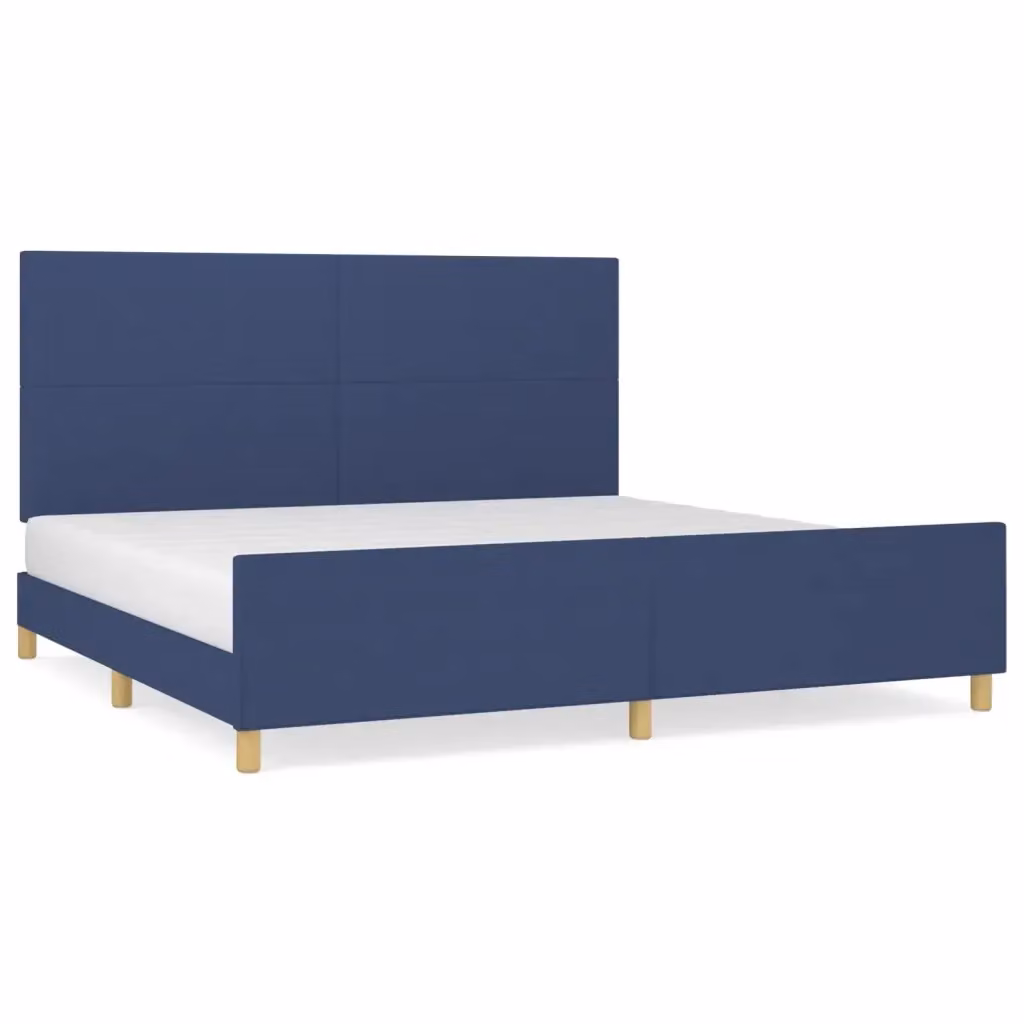 vidaXL Giroletto senza Materasso in Tessuto Blu con Struttura in Legno di Larice L/P: 200 x 200 cm – 2