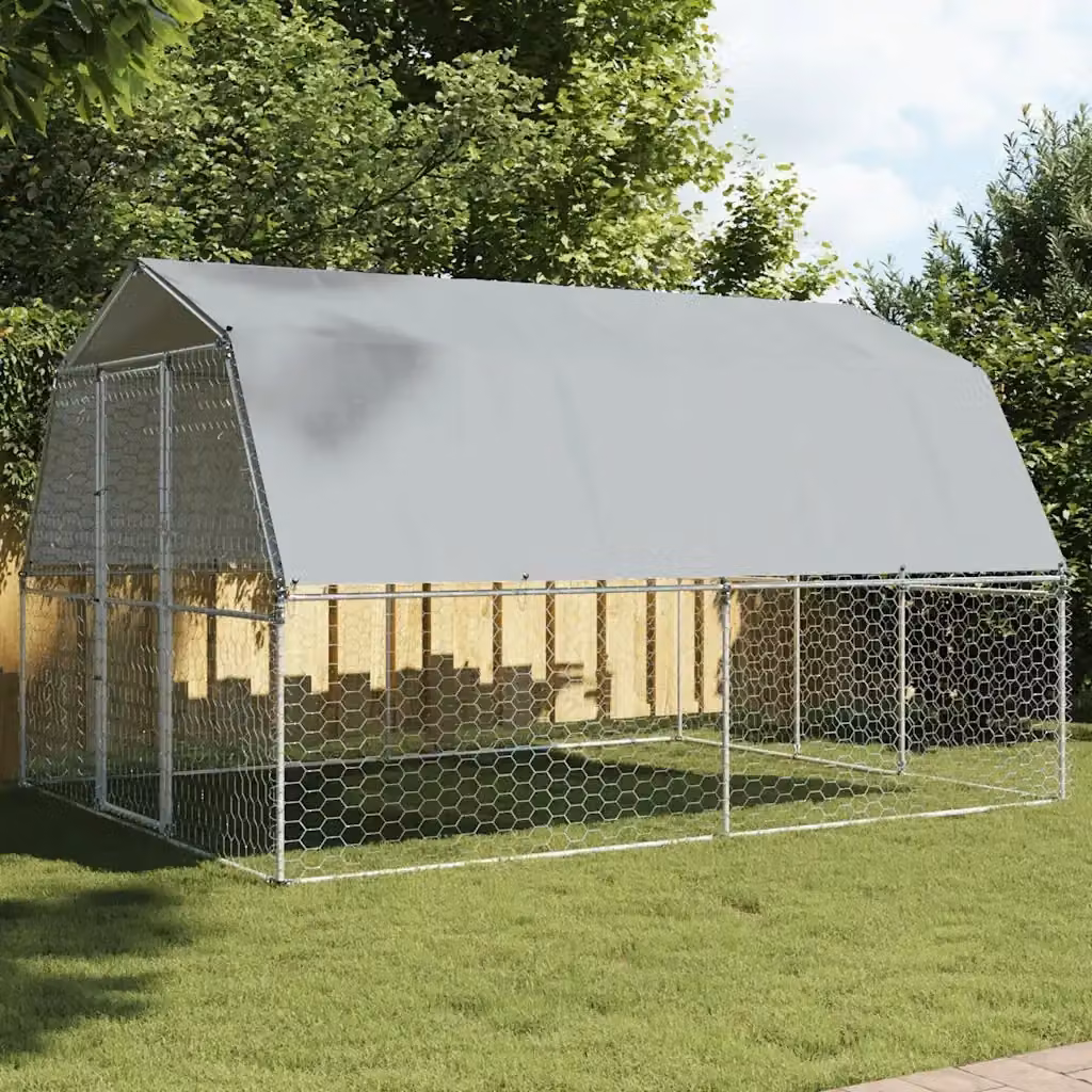 Box per Cani con Tetto e Anta in Acciaio Zincato Argento CFW7963775 – 2