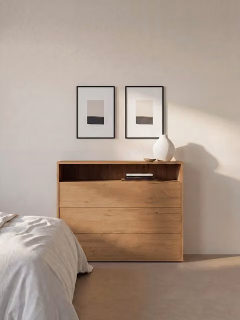 Cassettiera Hegas Kenay Home in legno e MDF marrone opaco per camera da letto