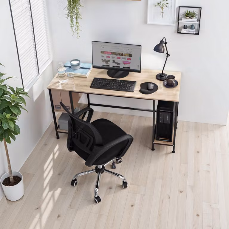 Scrivania da computer TecTake in stile industriale, colore rovere e beige, L: 137 cm, P: 55 cm, H: 75 cm