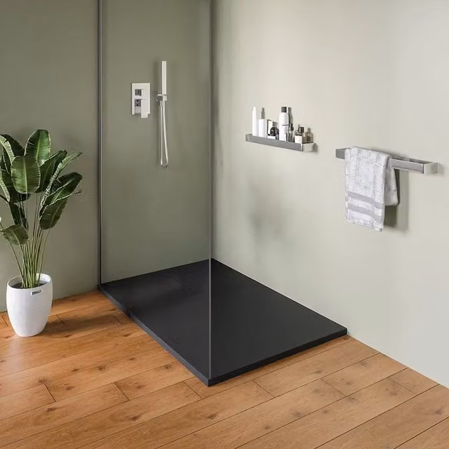 Piatto doccia 90x120 cm in marmoresina nero effetto pietra | Merlera