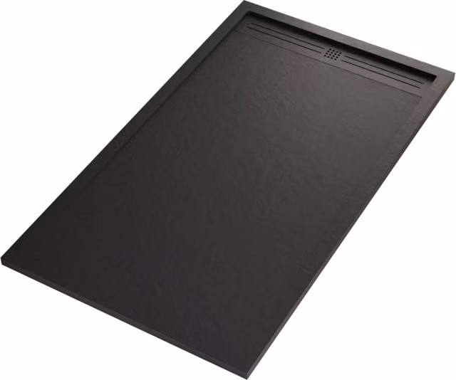Piatto doccia in marmo resina nero pietra cemento grid, misura 70x100